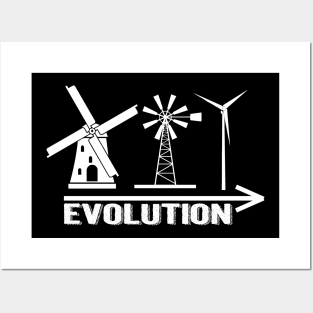 Windmill, wind turbine evolution wind power Posters and Art